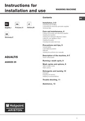 Hotpoint Ariston AQUALTIS AQS82D 29 Instructions For Installation And Use Manual