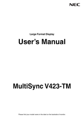 NEC MultiSync V423-TM User Manual