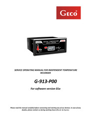 Geco G-913-P00 Service & Operating Manual