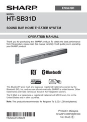 Sharp HT-SB31D Operation Manual