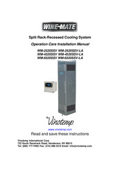 Vinotemp WINE-MATE WM-2520SSV Operation Care Installation Manual