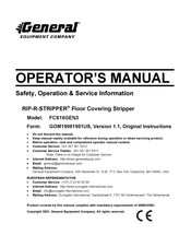 General Equipment RIP-R-STRIPPER FCS16GEN3 Operator's Manual