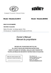 Summit Classic Collection BIM45CSS Owner's Manual