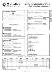 Technibel Climatisation GR124R5 Installation Instructions Manual