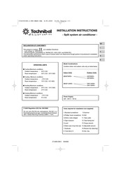 Technibel Climatisation GRF129R5I Series Installation Instructions Manual