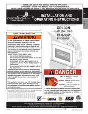 Continental Fireplaces CDI-30N Installation And Operating Instructions Manual