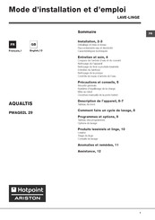 Hotpoint Ariston AQUALTIS PWAQ82L29 Instructions For Installation And Use Manual