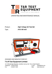 T&R KV5-100 mk3 Operating And Maintenance Manual