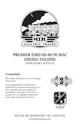 MTHTrains Premier EMD SD-80MAC Diesel Engine Operator's Manual