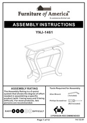 Furniture of America YNJ-1461 Assembly Instructions Manual