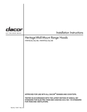 Dacor HWHP30 Installation Instructions Manual
