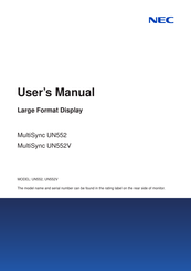 NEC MultiSync UN552 User Manual