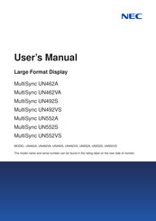 NEC MultiSync UN462A User Manual