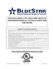 BlueStar PRO LINE PL42240 Installation Use And Care Manual