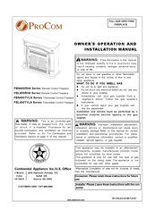 Procom FBL400TYLA Series Owner's Operation And Installation Manual