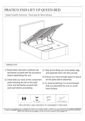 expand furniture PRATICO END LIFT UP QUEEN BED Assembly Instruction Manual
