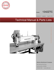 Atlanta Attachment Company 1342ZTC Technical Manual & Parts Lists