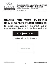 sunjoe SBJ806E-RM Operator's Manual
