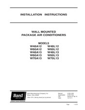 Bard W70L13 Installation Instructions Manual