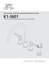 Lefroy Brooks K1-3601 Installation, Operating,  & Maintenance Instructions