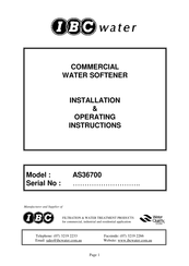 IBC Water AS36700 Installation & Operating Instructions Manual