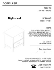 Dorel Asia DA1008-7 Assembly Instructions Manual