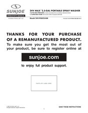 sunjoe 24V-PSW2.5-SJG-RM Operator's Manual