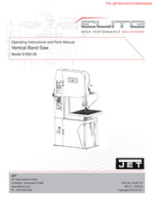 Jet ELITE EVBS-26 Operating Instructions And Parts Manual