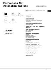 Hotpoint Ariston AQUALTIS AQM8D 69 U Instructions For Installation And Use Manual