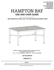 HAMPTON BAY 1001 868 738 Use And Care Manual