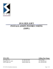 SVS 12EX LIFT Installation Instructions Manual