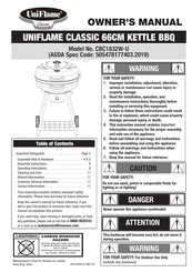 Uniflame Classic CBC1832W-U Owner's Manual