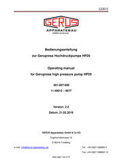 Gerus Gerupress HP20 Operating Manual