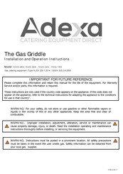 Adexa EGG-36S Assembly, Installation And Operation Instructions