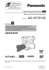 Panasonic AVCCAM AG-AF101A Operating Instructions Manual