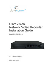 Clare Controls ClareVision CV-M321620-08 Installation Manual