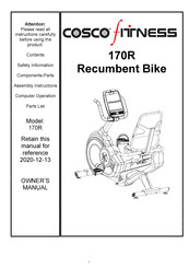 Cosco Fitness 170R Owner's Manual