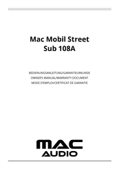 MAC Audio Mobil Street Sub 108A Owner's Manual/Warranty Document