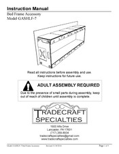 Tradecraft Specialties GASHLF-7 Instruction Manual