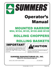 Summers M106 Operator's Manual
