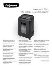 Fellowes Powershred 92Cs Manual