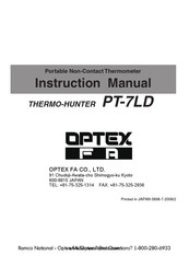 OPTEX FA Thermo-Hunter PT-7LD Series Instruction Manual