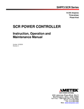 Ametek SHPF3 Series Instruction, Operation And Maintenance Manual