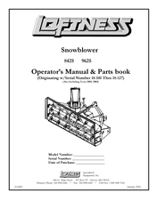 LOFTNESS 962S Operator's Manual / Parts Book