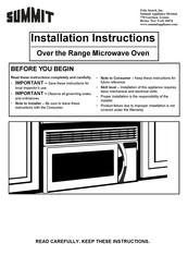 Summit OTRSS30 Installation Instructions Manual