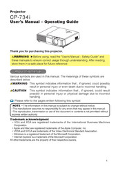 Hitachi CP-734i User's Manual And Operating Manual