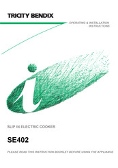 Tricity Bendix SE402 Operating & Installation Instructions Manual