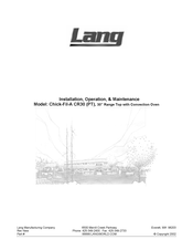 Lang Chick-Fil-A CR30 Installation Operation & Maintenance