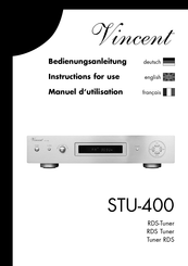 VINCENT STU400 B Instructions For Use Manual