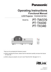 Panasonic PT-TX430 Operating Instructions (Functional Manual)